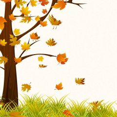 Tree Grass Fallen Leaves Photography Scenery Backdrop Cartoon Theme Banner IYC-240