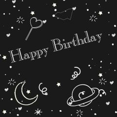 Happy Birthday Black Airship Heart Moon Photography Scenery Backdrop Birthday Party Theme Banner IYC-242