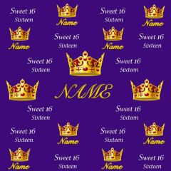 Crowm Sweet 16 Purple Gold Photography Scenery Backdrop Step and Repeat Banner Theme Banner IYC-251