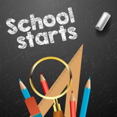 School Stars Pen Chalk Triangular Rule Photography Scenery Backdrop Cartoon Theme Banner IYC-256