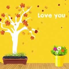 Love You Tree Floor Pot Culture Photography Scenery Backdrop Cartoon Theme Banner IYC-258
