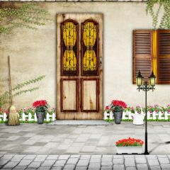 Door Flower Tree Flower Window Photography Scenery Backdrop Door Theme Banner IYC-265