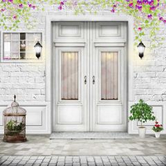 Door Flower Light Grass Window Birdcage Photography Scenery Backdrop Door Theme Banner IYC-267