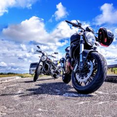 Motercycle Cloud Sky Grass Photography Scenery Backdrop Road Theme Banner IYC-287