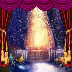 Night Curtain Snow Tree Fallen Leaves Photography Scenery Backdrop Night Theme Banner IYC-298