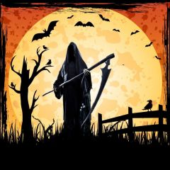 Halloween Bird Tree Grass Moon Dummy Photography Scenery Backdrop Halloween Theme Banner IYC-307