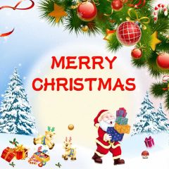 Merry Christmas Tree Snow Present Santa Claus Photography Scenery Backdrop Christmas Theme Banner IYC-317