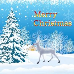 Merry Christmas Snow Tree Deer Snowflake Photography Scenery Backdrop Christmas Theme Banner IYC-318
