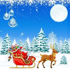 Christmas Santa Claus Deer Snow Tree Photography Scenery Backdrop Christmas Theme Banner IYC-319