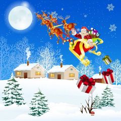 Christmas Santa Claus Present House Tree Photography Scenery Backdrop Christmas Theme Banner IYC-320