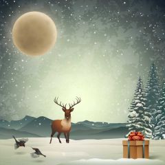 Christmas Moon Snow Deer Tree Present Photography Scenery Backdrop Christmas Theme Banner IYC-327