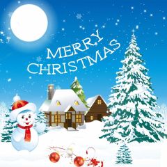Christmas Sun Tree House Snowman Firework Photography Scenery Backdrop Christmas Theme Banner IYC-328