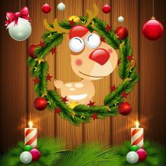 Christmas Deer Wood Grass Circle Ball Photography Scenery Backdrop Christmas Theme Banner IYC-331