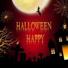 House Tree Moon Light Cross Photography Scenery Backdrop Halloween Theme Banner IYC-347