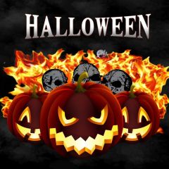 Terror Pumpkin Latern Skull Photography Scenery Backdrop Halloween Theme Banner IYC-348