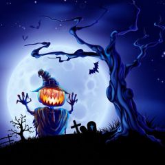 Latern Tree Moon Darkness Photography Scenery Backdrop Halloween Theme Banner IYC-355