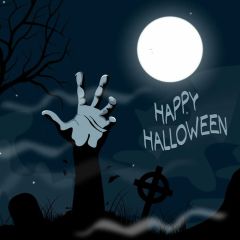 Hand Moon Wave Cross Photography Scenery Backdrop Halloween Theme Banner IYC-357
