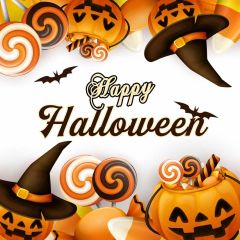 Latern Cap Bat Sugar Photography Scenery Backdrop Halloween Theme Banner IYC-360