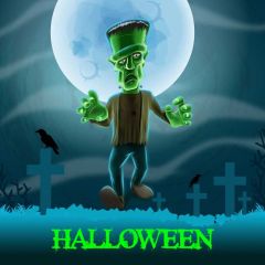 Moon Scarecrow Cross Wave Photography Scenery Backdrop Halloween Theme Banner IYC-368
