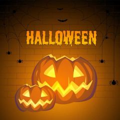 Latern Brick Wall Yellow Light Photography Scenery Backdrop Halloween Theme Banner IYC-371
