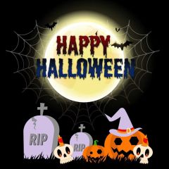 Lantern Gravestone Moon Spideweb Photography Scenery Backdrop Halloween Theme Banner IYC-374