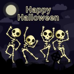 Human Skeleton Moon Darkness Photography Scenery Backdrop Halloween Theme Banner IYC-377