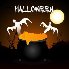 Ghost Moon Tree Pot Photography Scenery Backdrop Halloween Theme Banner IYC-378