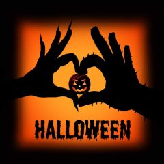 Hand Heart Shaped Latern Photography Scenery Backdrop Halloween Theme Banner IYC-379