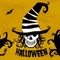 Skull Bat Tree Photography Scenery Backdrop Halloween Theme Banner IYC-381