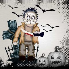 Person Knife Cross Bat Lantern Photography Scenery Backdrop Halloween Theme Banner IYC-382