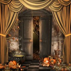 Door Curtain Flower Tree Flower Photography Scenery Backdrop Door Theme Banner IYC-383