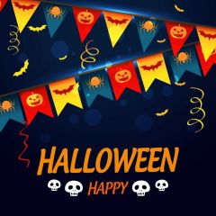 Skull Colorful Flag Lantern Bat Photography Scenery Backdrop Halloween Theme Banner IYC-386