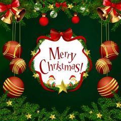 Christmas Ball Small Bell Grass Photography Scenery Backdrop Christmas Theme Banner IYC-397