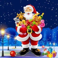 Santa Claus Snow Presents Bear Light Photography Scenery Backdrop Christmas Theme Banner IYC-399