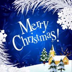 Merry Christmas House Tree Snow Photography Scenery Backdrop Christmas Theme Banner IYC-408