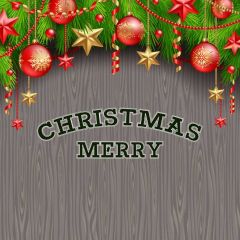 Christmas Ball Star Green Brick Photography Scenery Backdrop Christmas Theme Banner IYC-428