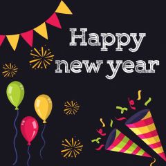 New Year Balloon Firework Ribbon Photography Scenery Backdrop Festival Celebration Theme Banner IYC-457