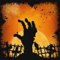 Hand Spiderweb Fence Moon Photography Scenery Backdrop Halloween Theme Banner IYC-462