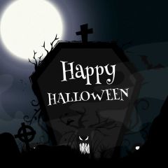 Halloween Moon Tomb Cross Photography Scenery Backdrop Halloween Theme Banner IYC-464