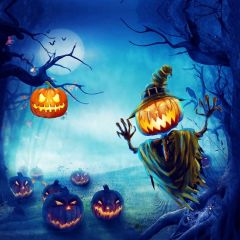 Pumpkin Lantern Tree Moon Photography Scenery Backdrop Halloween Theme Banner IYC-466