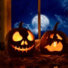 Lantern Tree Moon Dark Cloud Photography Scenery Backdrop Halloween Theme Banner IYC-468