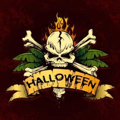 Skull Leaves Black Photography Scenery Backdrop Halloween Theme Banner IYC-472