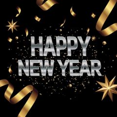 Happy New Year Golden Ribbon Photography Scenery Backdrop Festival Celebration Theme Banner IYC-477