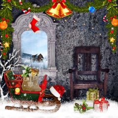 Small Bell Sock Chair Arch Photography Scenery Backdrop Christmas Theme Banner IYC-486