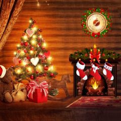 Tree Sock Plant Present Photography Scenery Backdrop Christmas Theme Banner IYC-487
