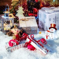 Snow Snowman Present Tree Cap Photography Scenery Backdrop Christmas Theme Banner IYC-489