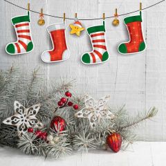 Sock Snow Plant Small Bell Star Photography Scenery Backdrop Christmas Theme Banner IYC-490