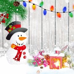 Snowman Present Plant Balloon Photography Scenery Backdrop Christmas Theme Banner IYC-492