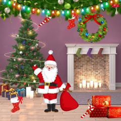 Santa Claus Candle Present Sock Photography Scenery Backdrop Christmas Theme Banner IYC-496