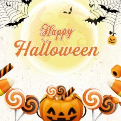 Halloween Lantern Spiderweb Bat Photography Scenery Backdrop Halloween Theme Banner IYC-501